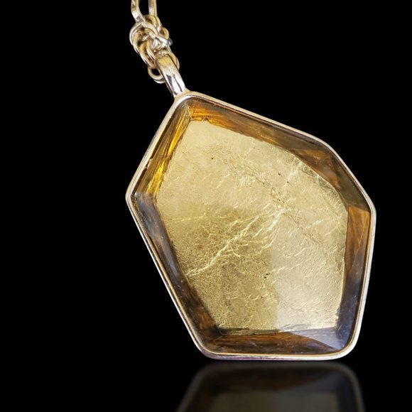 Amber Lucite Gold Plated Necklace - Picture 3 of 6
